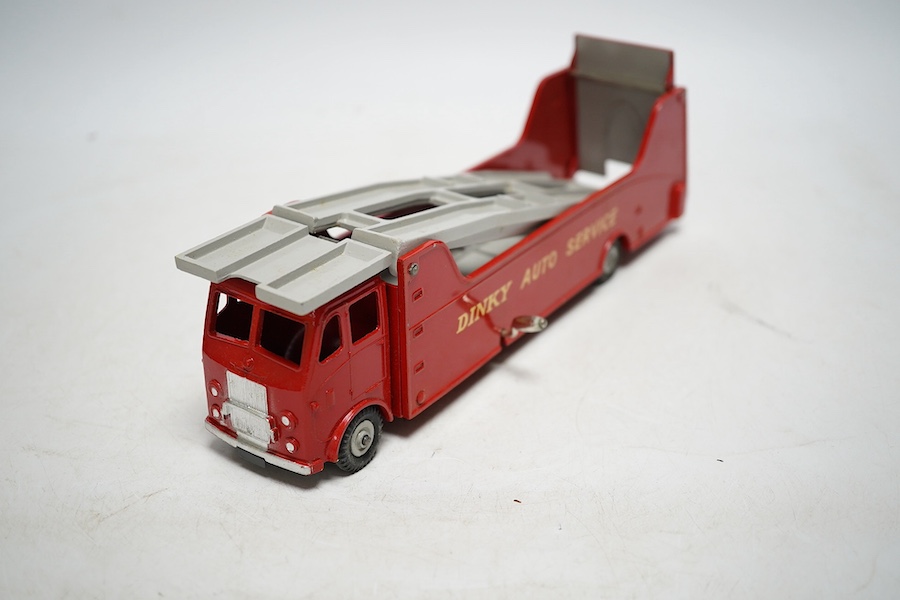 A Dinky Supertoys Car Carrier (984), boxed with inner card packing pieces. Condition - fair to good, vehicle with very minor wear only, some wear and damage to the packing pieces inside the box